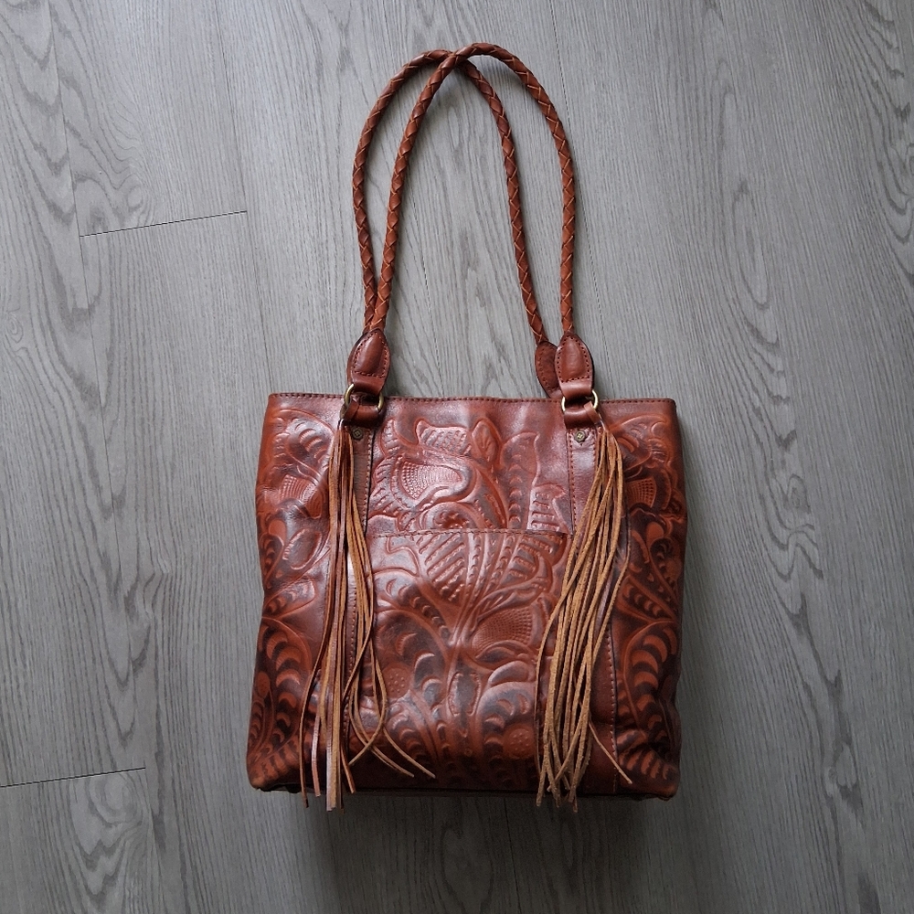 Patricia Nash Burnished Tooled Leather Rena Tote